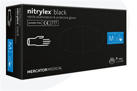 Перчатки нитриловые текстурированные Nitrylex , черные, упаковка 50 пар, размеры: M
